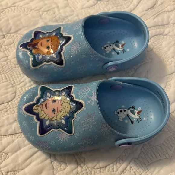 Disney's Frozen Slip On Shoes, Girls‎ Size 7-8 Elsa Ahna Olaf  Adjustable Strap - Picture 3 of 9